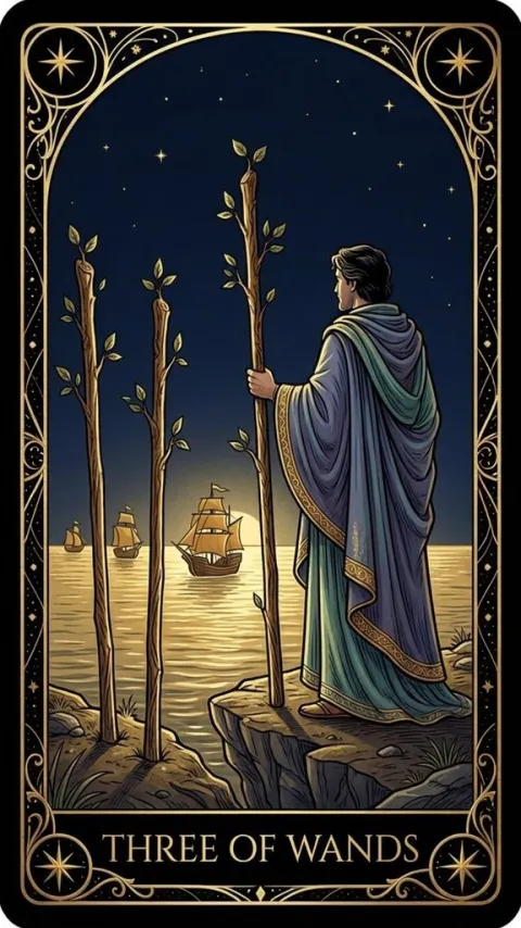 Трійка Жезлів (Three of Wands)