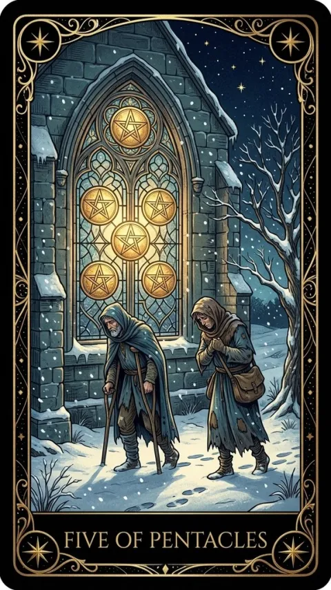 Пятёрка Пентаклей (Five of Pentacles)