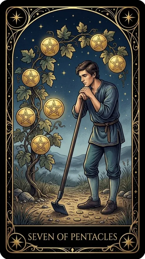 Семёрка Пентаклей (Seven of Pentacles)